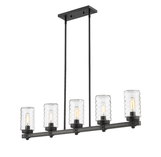 Z-Lite Tahoe 5" 5-Light Ashen Barnboard Outdoor Linear Island Light With Clear Glass Shade