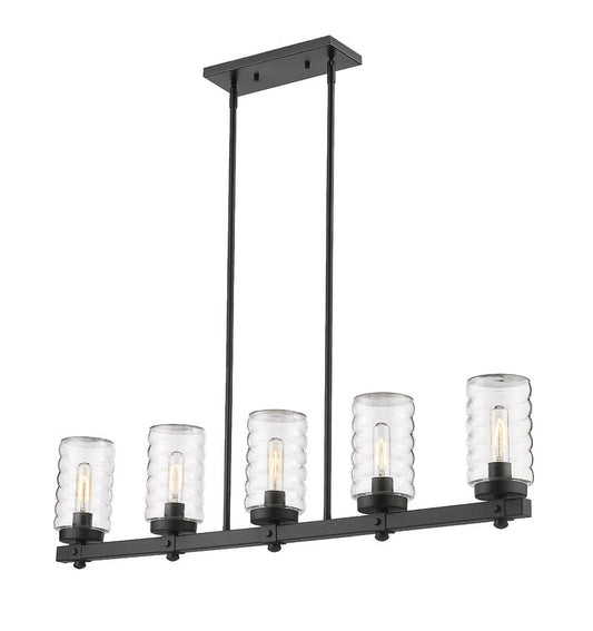 Z-Lite Tahoe 5" 5-Light Matte Black Outdoor Linear Island Light With Clear Glass Shade