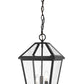 Z-Lite Talbot 10" 3-Light Black Outdoor Chain Mount Ceiling Fixture With Clear Beveled Glass Shade