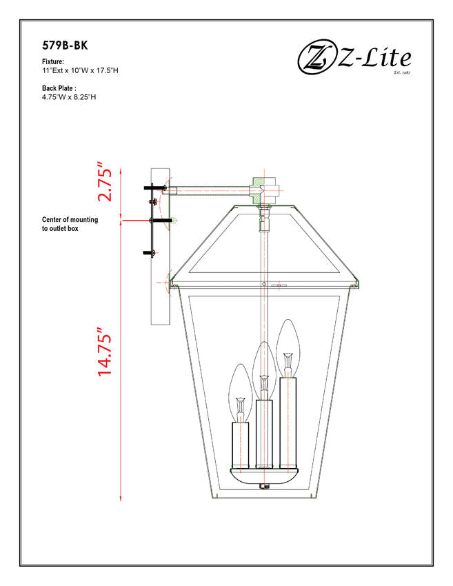 Z-Lite Talbot 10" 3-Light Black Stainless Steel Outdoor Wall Sconce With Clear Beveled Glass Shade