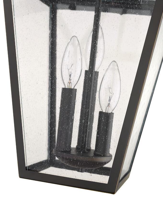 Z-Lite Talbot 10" 3-Light Oil Rubbed Bronze Outdoor Chain Mount Ceiling Fixture With Seedy Glass Shade