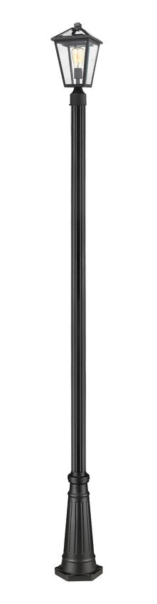 Z-Lite Talbot 10" W x 110" H 1-Light Black Stainless Steel and Aluminium Frame Clear Beveled Glass Shade Outdoor Post Mounted Fixture