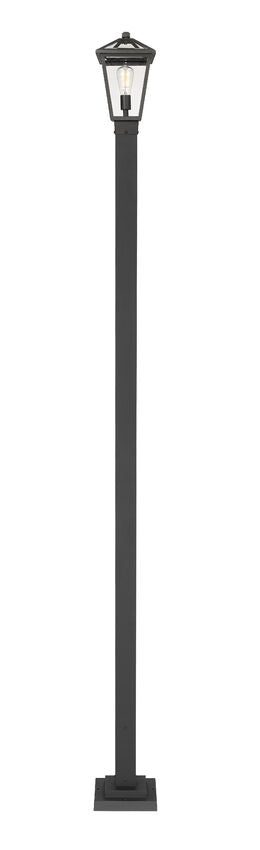Z-Lite Talbot 10" W x 110" H 1-Light Black Stainless Steel and Aluminium Frame Clear Beveled Glass Shade Outdoor Post Mounted Fixture