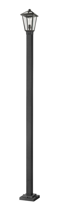 Z-Lite Talbot 10" W x 110" H 1-Light Black Stainless Steel and Aluminium Frame Clear Beveled Glass Shade Outdoor Post Mounted Fixture