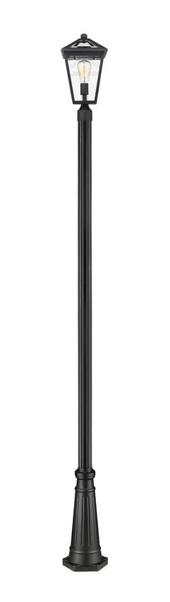 Z-Lite Talbot 10" W x 110" H 1-Light Black Stainless Steel and Aluminium Frame Clear Beveled Glass Shade Outdoor Post Mounted Fixture