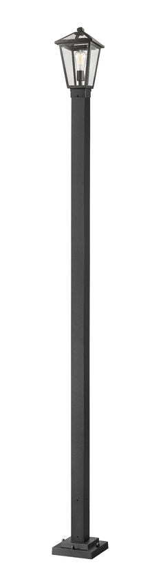 Z-Lite Talbot 10" W x 110" H 1-Light Black Stainless Steel and Aluminium Frame Clear Beveled Glass Shade Outdoor Post Mounted Fixture