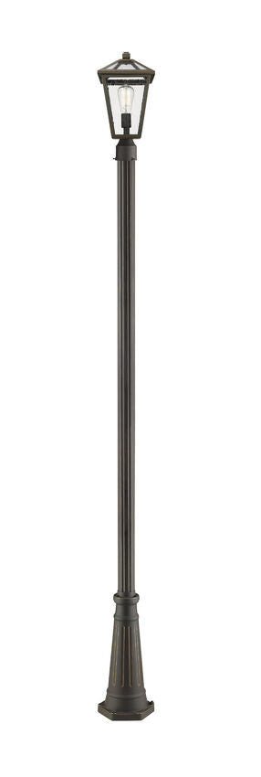 Z-Lite Talbot 10" W x 110" H 1-Light Oil Rubbed Bronze Stainless Steel and Aluminium Frame Clear Beveled Glass Shade Outdoor Post Mounted Fixture