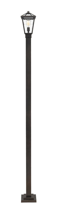 Z-Lite Talbot 10" W x 110" H 1-Light Oil Rubbed Bronze Stainless Steel and Aluminium Frame Clear Beveled Glass Shade Outdoor Post Mounted Fixture