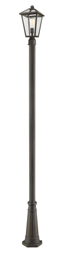 Z-Lite Talbot 10" W x 110" H 1-Light Oil Rubbed Bronze Stainless Steel and Aluminium Frame Clear Beveled Glass Shade Outdoor Post Mounted Fixture