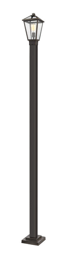 Z-Lite Talbot 10" W x 110" H 1-Light Oil Rubbed Bronze Stainless Steel and Aluminium Frame Clear Beveled Glass Shade Outdoor Post Mounted Fixture