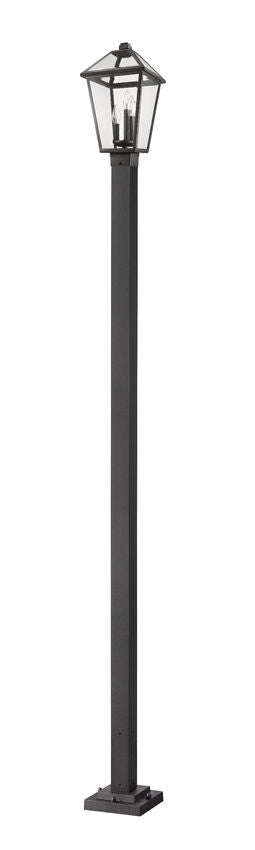 Z-Lite Talbot 10" W x 114" H 3-Light Black Stainless Steel and Aluminium Frame Clear Beveled Glass Shade Outdoor Post Mounted Fixture