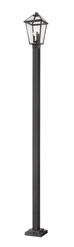 Z-Lite Talbot 10" W x 114" H 3-Light Black Stainless Steel and Aluminium Frame Clear Beveled Glass Shade Outdoor Post Mounted Fixture