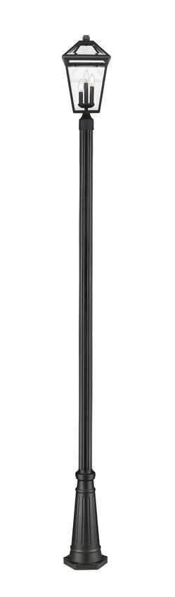 Z-Lite Talbot 10" W x 114" H 3-Light Black Stainless Steel and Aluminum Frame Clear Beveled Glass Shade Outdoor Post Mounted Fixture
