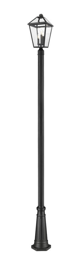 Z-Lite Talbot 10" W x 114" H 3-Light Black Stainless Steel and Aluminum Frame Clear Beveled Glass Shade Outdoor Post Mounted Fixture