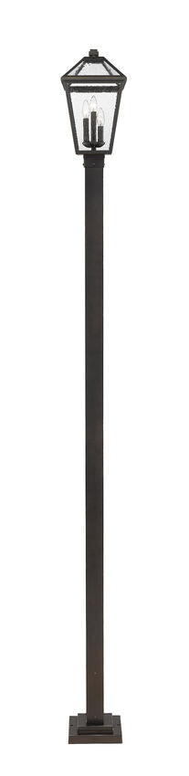 Z-Lite Talbot 10" W x 114" H 3-Light Oil Rubbed Bronze Stainless Steel and Aluminium Frame Clear Beveled Glass Shade Outdoor Post Mounted Fixture