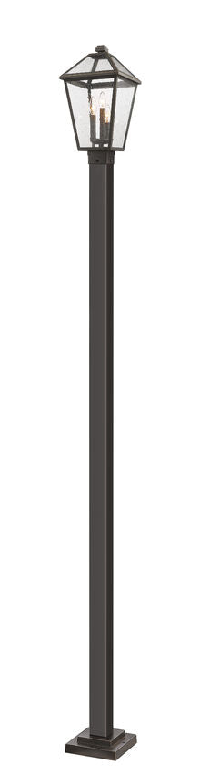 Z-Lite Talbot 10" W x 114" H 3-Light Oil Rubbed Bronze Stainless Steel and Aluminium Frame Clear Beveled Glass Shade Outdoor Post Mounted Fixture