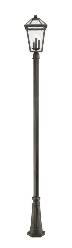 Z-Lite Talbot 10" W x 114" H 3-Light Oil Rubbed Bronze Stainless Steel and Aluminum Frame Clear Seedy Glass Shade Outdoor Post Mounted Fixture