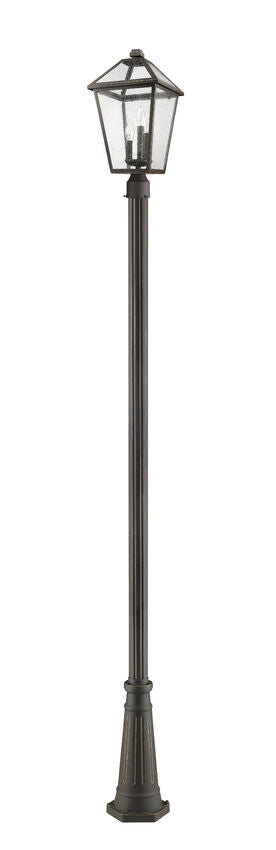 Z-Lite Talbot 10" W x 114" H 3-Light Oil Rubbed Bronze Stainless Steel and Aluminum Frame Clear Seedy Glass Shade Outdoor Post Mounted Fixture