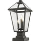 Z-Lite Talbot 10" W x 21" H 3-Light Black Outdoor Pier Mounted Fixture and Square Pier Mount Hardware With Clear Beveled Glass Shade