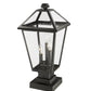 Z-Lite Talbot 10" W x 21" H 3-Light Black Outdoor Pier Mounted Fixture and Square Pier Mount Hardware With Clear Beveled Glass Shade