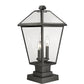 Z-Lite Talbot 10" W x 21" H 3-Light Black Outdoor Pier Mounted Fixture and Square Pier Mount Hardware With Clear Beveled Glass Shade