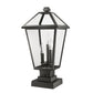 Z-Lite Talbot 10" W x 21" H 3-Light Black Outdoor Pier Mounted Fixture and Square Pier Mount Hardware With Clear Beveled Glass Shade