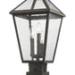 Z-Lite Talbot 10" W x 21" H 3-Light Oil Rubbed Bronze Outdoor Pier Mounted Fixture and Square Pier Mount Hardware With Seedy Glass Shade