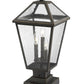 Z-Lite Talbot 10" W x 21" H 3-Light Oil Rubbed Bronze Outdoor Pier Mounted Fixture and Square Pier Mount Hardware With Seedy Glass Shade