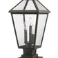 Z-Lite Talbot 10" W x 21" H 3-Light Oil Rubbed Bronze Outdoor Pier Mounted Fixture and Square Pier Mount Hardware With Seedy Glass Shade