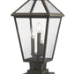 Z-Lite Talbot 10" W x 21" H 3-Light Oil Rubbed Bronze Outdoor Pier Mounted Fixture and Square Pier Mount Hardware With Seedy Glass Shade