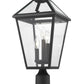 Z-Lite Talbot 10" W x 22" H 3-Light Black Outdoor Pier Mounted Fixture and Square Pier Mount Hardware With Clear Beveled Glass Shade