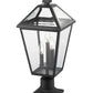 Z-Lite Talbot 10" W x 22" H 3-Light Black Outdoor Pier Mounted Fixture and Square Pier Mount Hardware With Clear Beveled Glass Shade