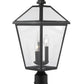 Z-Lite Talbot 10" W x 22" H 3-Light Black Outdoor Pier Mounted Fixture and Square Pier Mount Hardware With Clear Beveled Glass Shade