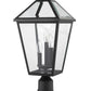 Z-Lite Talbot 10" W x 22" H 3-Light Black Outdoor Pier Mounted Fixture and Square Pier Mount Hardware With Clear Beveled Glass Shade