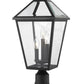 Z-Lite Talbot 10" W x 22" H 3-Light Black Outdoor Pier Mounted Fixture and Square Pier Mount Hardware With Clear Beveled Glass Shade