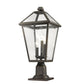 Z-Lite Talbot 10" W x 22" H 3-Light Oil Rubbed Bronze Outdoor Pier Mounted Fixture and Square Pier Mount Hardware With Seedy Glass Shade