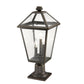 Z-Lite Talbot 10" W x 22" H 3-Light Oil Rubbed Bronze Outdoor Pier Mounted Fixture and Square Pier Mount Hardware With Seedy Glass Shade