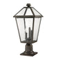 Z-Lite Talbot 10" W x 22" H 3-Light Oil Rubbed Bronze Outdoor Pier Mounted Fixture and Square Pier Mount Hardware With Seedy Glass Shade