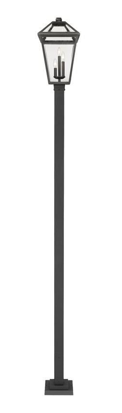 Z-Lite Talbot 12" W x 117" H 3-Light Black Stainless Steel and Aluminium Frame Clear Beveled Glass Shade Outdoor Post Mounted Fixture