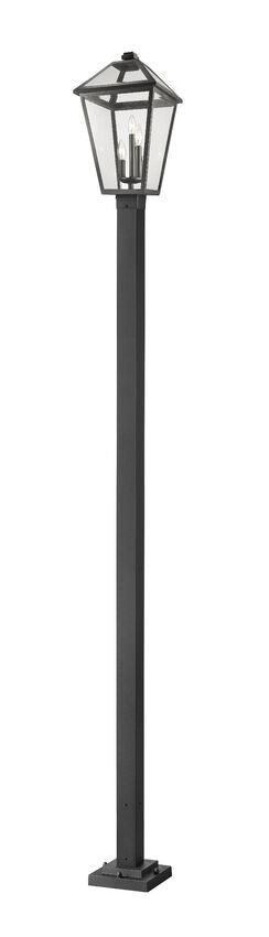 Z-Lite Talbot 12" W x 117" H 3-Light Black Stainless Steel and Aluminium Frame Clear Beveled Glass Shade Outdoor Post Mounted Fixture