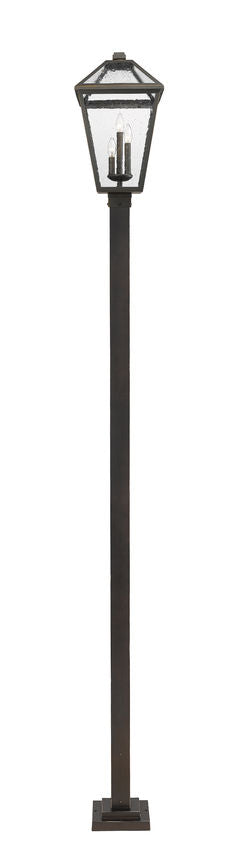 Z-Lite Talbot 12" W x 117" H 3-Light Oil Rubbed Bronze Stainless Steel and Aluminium Frame Clear Beveled Glass Shade Outdoor Post Mounted Fixture