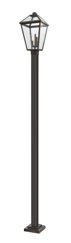 Z-Lite Talbot 12" W x 117" H 3-Light Oil Rubbed Bronze Stainless Steel and Aluminium Frame Clear Beveled Glass Shade Outdoor Post Mounted Fixture