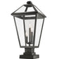 Z-Lite Talbot 12" W x 25" H 3-Light Black Outdoor Pier Mounted Fixture and Square Pier Mount Hardware With Clear Beveled Glass Shade