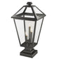 Z-Lite Talbot 12" W x 25" H 3-Light Black Outdoor Pier Mounted Fixture and Square Pier Mount Hardware With Clear Beveled Glass Shade