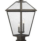 Z-Lite Talbot 12" W x 25" H 3-Light Oil Rubbed Bronze Outdoor Pier Mounted Fixture and Square Pier Mount Hardware With Seedy Glass Shade