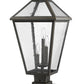 Z-Lite Talbot 12" W x 25" H 3-Light Oil Rubbed Bronze Outdoor Pier Mounted Fixture and Square Pier Mount Hardware With Seedy Glass Shade