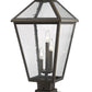 Z-Lite Talbot 12" W x 25" H 3-Light Oil Rubbed Bronze Outdoor Pier Mounted Fixture and Square Pier Mount Hardware With Seedy Glass Shade