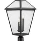 Z-Lite Talbot 12" W x 26" H 3-Light Black Outdoor Pier Mounted Fixture and Square Pier Mount Hardware With Clear Beveled Glass Shade