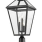 Z-Lite Talbot 12" W x 26" H 3-Light Black Outdoor Pier Mounted Fixture and Square Pier Mount Hardware With Clear Beveled Glass Shade