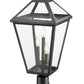 Z-Lite Talbot 12" W x 26" H 3-Light Black Outdoor Pier Mounted Fixture and Square Pier Mount Hardware With Clear Beveled Glass Shade